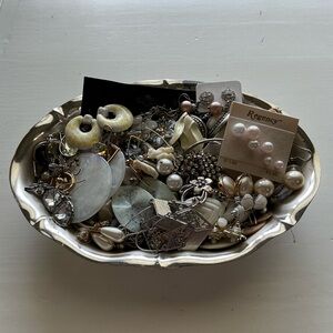 White and Silver Tone Earring Bundle